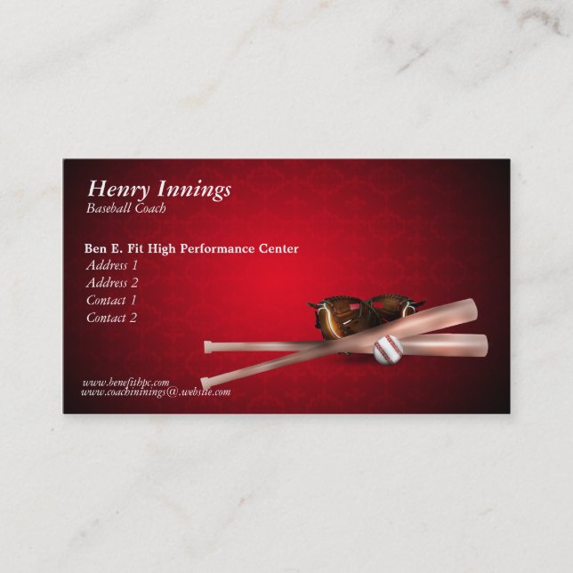 Baseball Coach Business Card (Front)