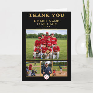 Baseball Coach Collage Team 4 Photo Thank you Card
