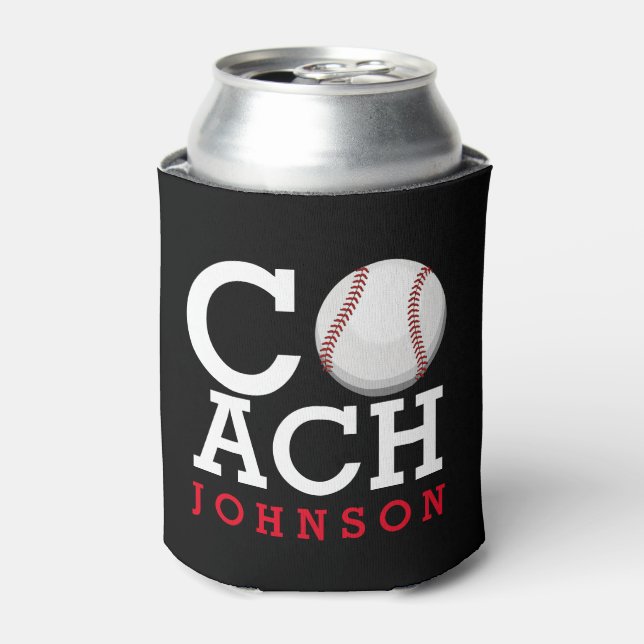 Baseball Coach Custom Name Can Cooler (Can Front)