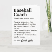 Baseball Coach Definition Personalised Thank You