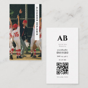 Baseball Coach Photo QR Code Business Card