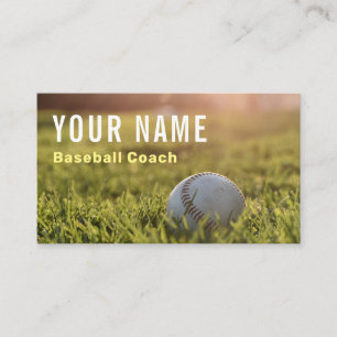 Baseball Coach Player Landscape Green Field Ball Business Card