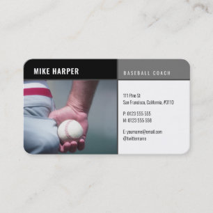 Baseball Coach   Player Photo Business Card