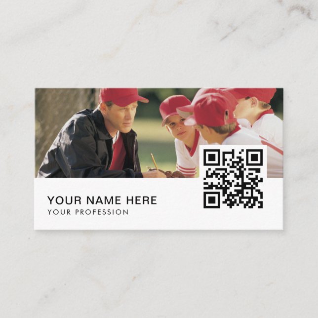 baseball coach QR Code  Business Card (Front)
