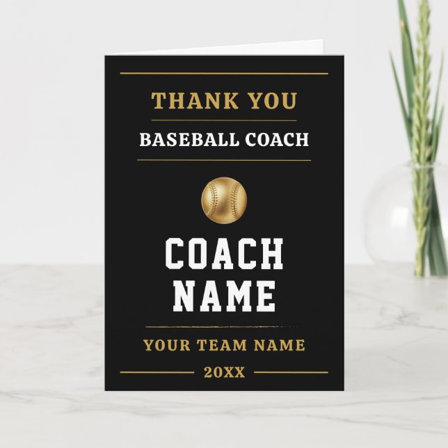 Baseball Coach Team Appreciation Gift Thank You Card (Front)