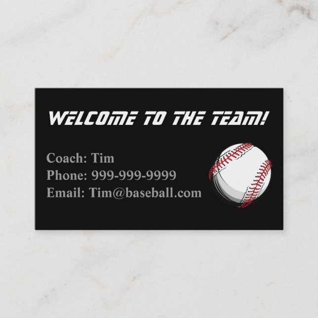 Baseball Coaches Contact card (Front)