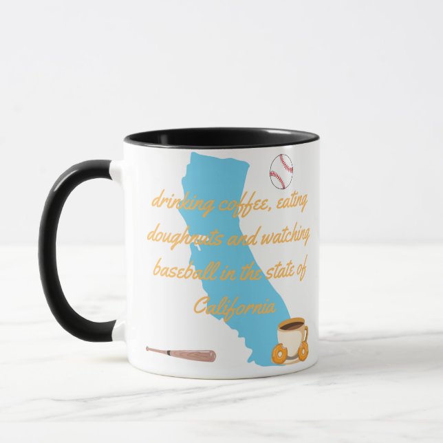 Baseball, coffee and doughnuts in California  Mug (Left)
