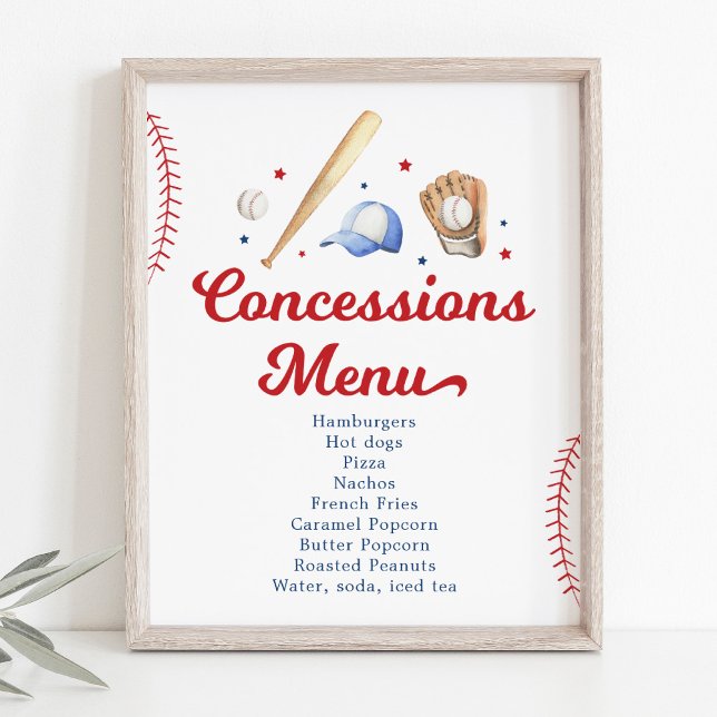 Baseball Concessions Stand Birthday Menu Poster (Creator Uploaded)