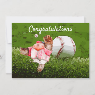 Baseball Congratulations with ball watercolor