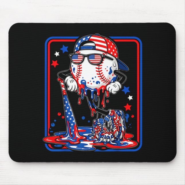 Baseball cool drip 4th of july patriotic american mouse pad (Front)