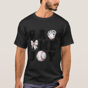 Baseball Coquette Bow Cute Gameday Cheer Mum Sport T-Shirt
