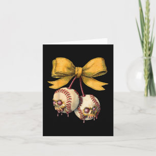 Baseball Coquette Bow Game Day Halloween Women Gir Card