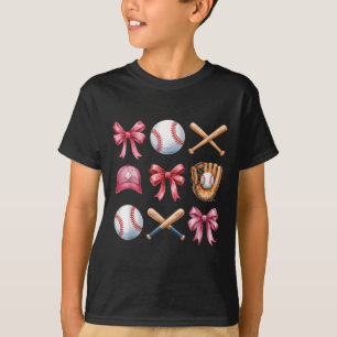 Baseball Coquette Bow Women Girls Cheer Mum Mama M T-Shirt
