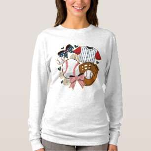Baseball Coquette Cute Patriotic Sports Aesthetic T-Shirt
