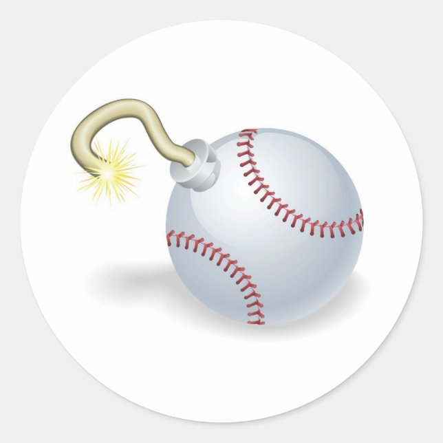 Baseball countdown bomb illustration classic round sticker (Front)