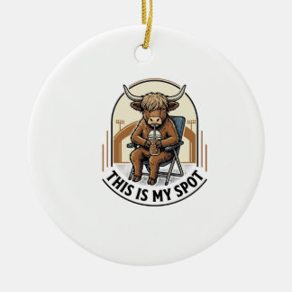 Baseball Cow Shirt With Iced Coffee Mascot Ceramic Tree Decoration