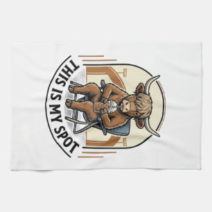 Baseball Cow Shirt With Iced Coffee Mascot Tea Towel