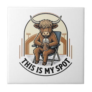 Baseball Cow Shirt With Iced Coffee Mascot Tile