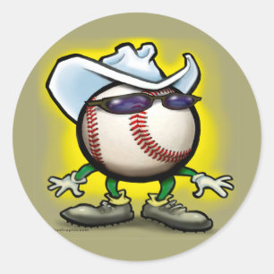 Baseball Cowboy Classic Round Sticker