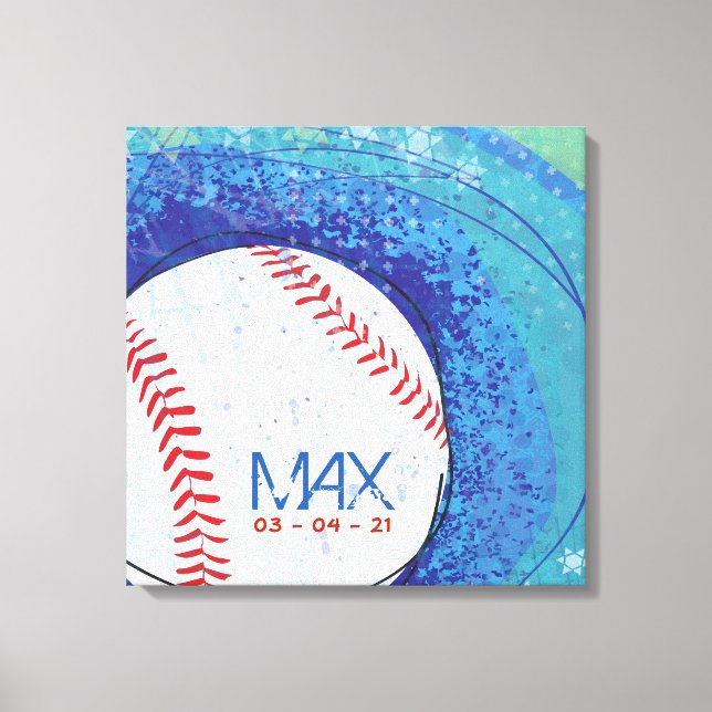 BASEBALL CRAZE Bar Mitzvah Sign-In Memory Board Canvas Print (Front)