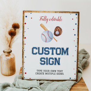 Baseball Custom Table Sign Birthday Baby Shower
