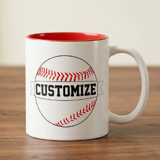 Baseball Custom Team Name and Colour Sports Fan Two-Tone Coffee Mug