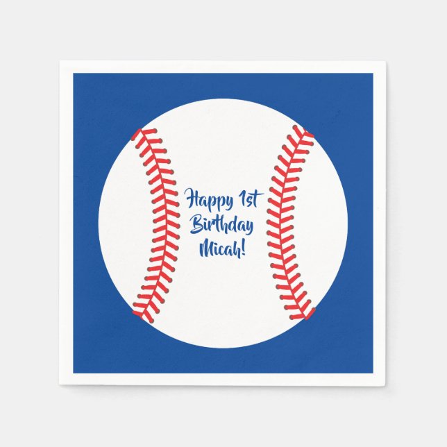 Baseball Cute Sports Kid's Birthday Party Napkin (Front)