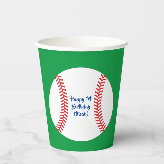 Baseball Cute Sports Kid's Birthday Party Paper Cu Paper Cups (Front)