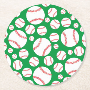 Baseball Cute Sports Kid's Birthday Party Round Paper Coaster