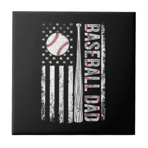 Baseball Dad American Flag Patriotic Father's Day Tile