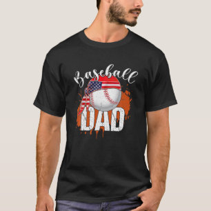 Baseball Dad American Flag Vintage Sport Lover Fat T-Shirt