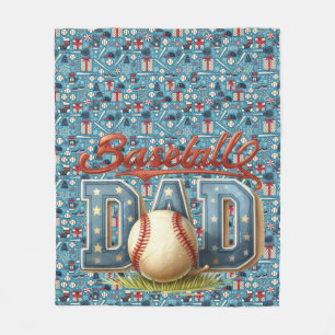 Baseball  DAD Christmas  blue background Fleece Blanket