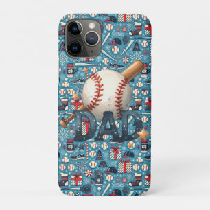 Baseball Dad Christmas Themed on Blue Background Case-Mate iPhone Case