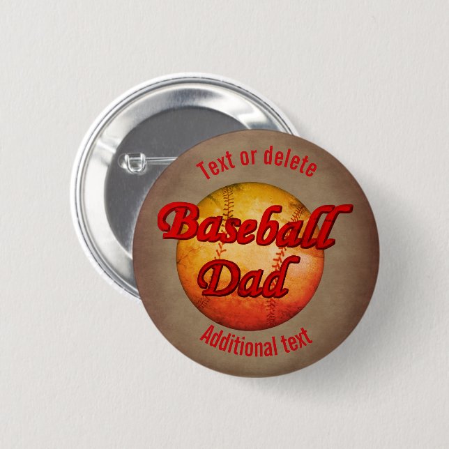 Baseball Dad Cute Personalised 6 Cm Round Badge (Front & Back)