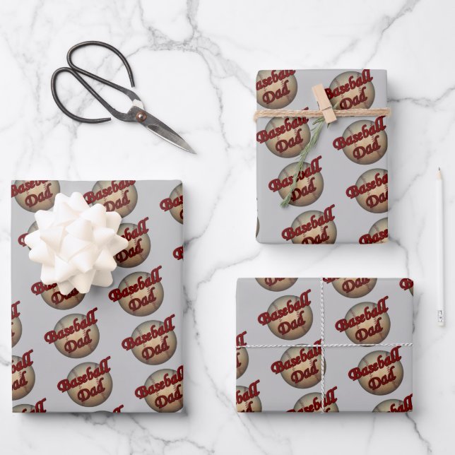 Baseball Dad Cute  Wrapping Paper Sheet (Front)