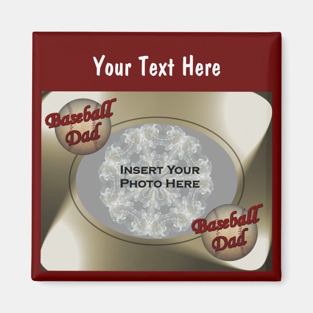 Baseball Dad Design Photo Magnet (Front)