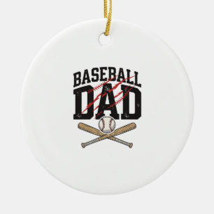 Baseball Dad Distressed Vintage Engraving Shirt De Ceramic Tree Decoration