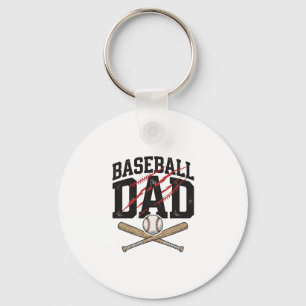 Baseball Dad Distressed Vintage Engraving Shirt De Key Ring