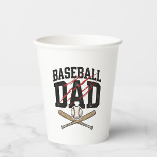 Baseball Dad Distressed Vintage Engraving Shirt De Paper Cups