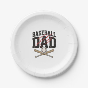 Baseball Dad Distressed Vintage Engraving Shirt De Paper Plate