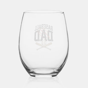 Baseball Dad Distressed Vintage Engraving Shirt De Stemless Wine Glass
