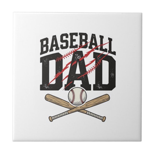 Baseball Dad Distressed Vintage Engraving Shirt De Tile (Front)