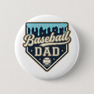 Baseball Dad Drippy Home Plate Vintage Vector Desi 6 Cm Round Badge