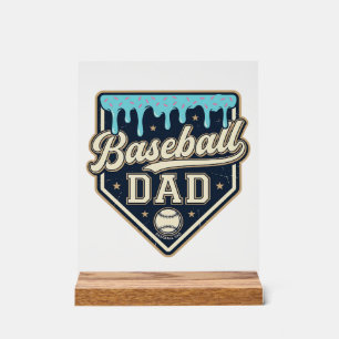 Baseball Dad Drippy Home Plate Vintage Vector Desi Acrylic Sign