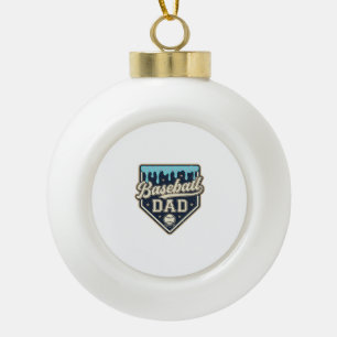 Baseball Dad Drippy Home Plate Vintage Vector Desi Ceramic Ball Christmas Ornament