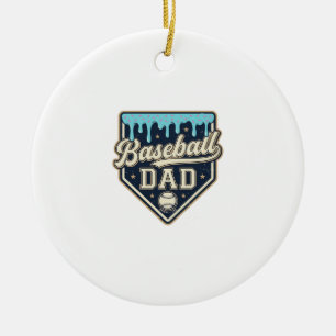 Baseball Dad Drippy Home Plate Vintage Vector Desi Ceramic Tree Decoration