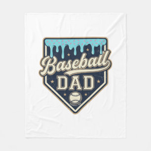 Baseball Dad Drippy Home Plate Vintage Vector Desi Fleece Blanket
