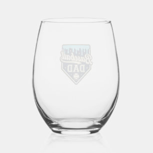 Baseball Dad Drippy Home Plate Vintage Vector Desi Stemless Wine Glass