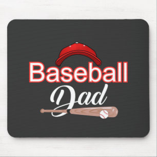 Baseball dad family sports modern black white text mouse pad