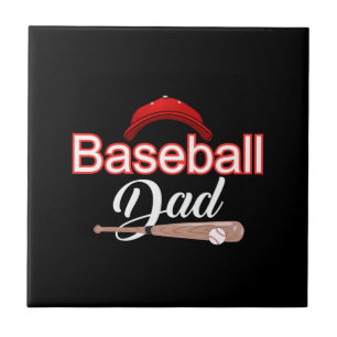 Baseball dad family sports modern black white text tile